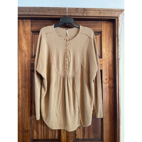 Free People Tops - Free People Leo Henley Tan Small